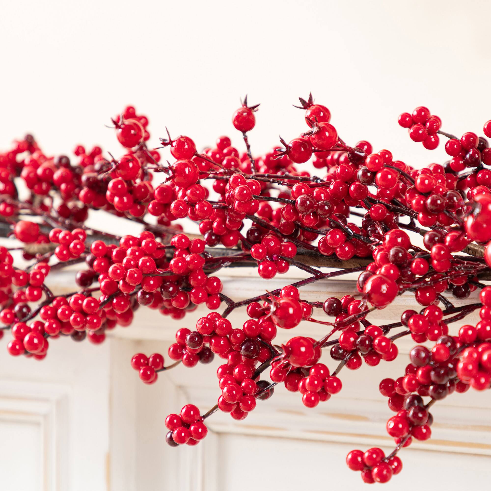 Glitzhome® 6ft. Christmas Red Berry Garland